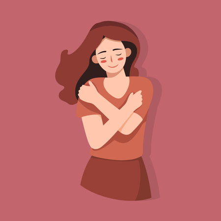 Woman suffering from chest pain. Vector illustration in flat cartoon style.のイラスト素材