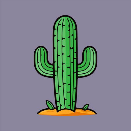 Cactus in the desert. Vector illustration in a flat style.のイラスト素材