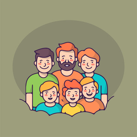 Happy family. Father, mother, son and daughter. Vector illustrationのイラスト素材