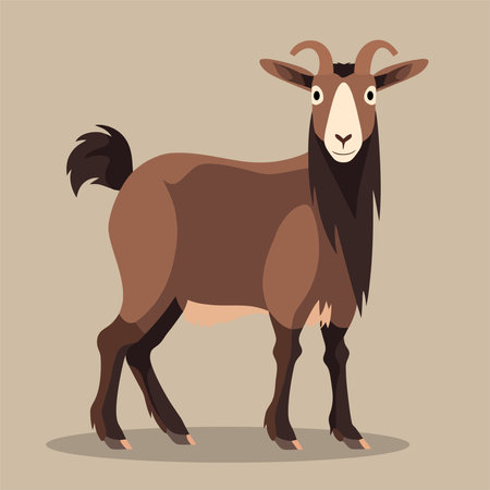 Goat on a light background. Vector illustration in flat style.のイラスト素材