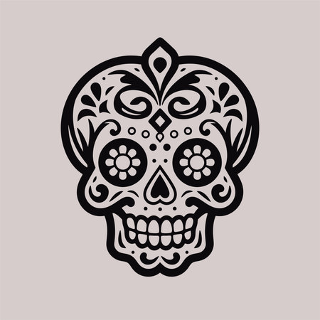 Day of the Dead sugar skull. Vector illustration on a gray background.のイラスト素材