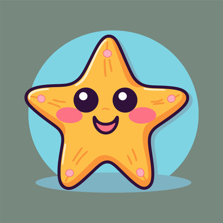 Cute starfish cartoon character. Vector illustration in flat style.のイラスト素材