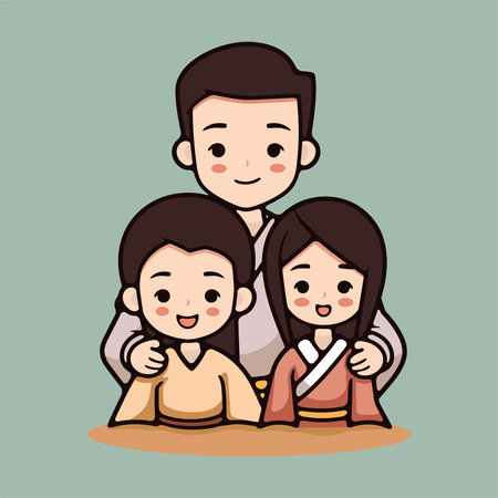 cute japanese family design, vector illustration eps10 graphicのイラスト素材