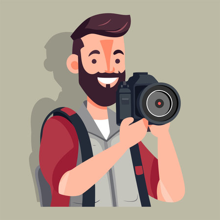 Photographer with camera. Vector illustration in cartoon style. Flat design.