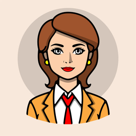 Vector illustration of a woman in a business suit and tie. Cartoon style.のイラスト素材