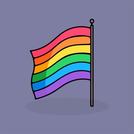 Rainbow flag icon in flat style. Vector illustration EPS10.のイラスト素材