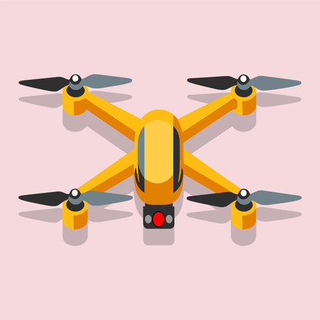 Drone quadcopter with digital camera. Flat design vector illustration.のイラスト素材