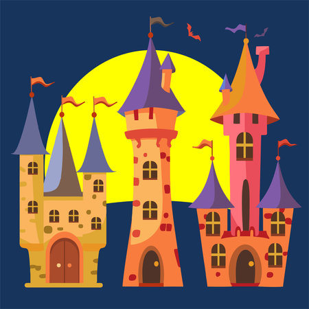 Fairy tale castle. Fairy tale castle. Vector illustration in flat styleのイラスト素材