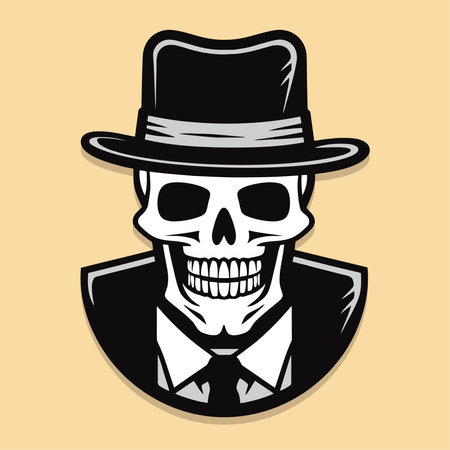 Skull in a top hat and bowler. Vector illustration.のイラスト素材