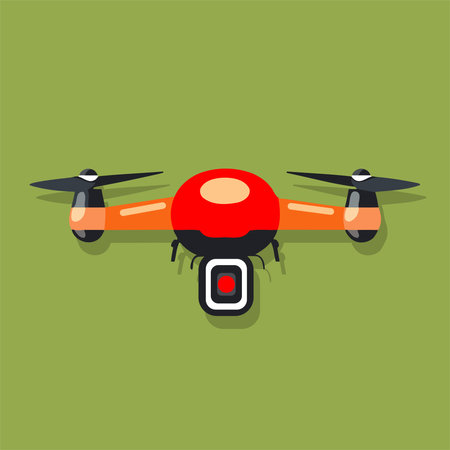 Drone quadcopter flat icon. Vector illustration in modern flat styleのイラスト素材