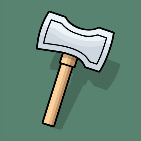 Axe icon. Vector illustration in flat style. Isolated on green background.のイラスト素材