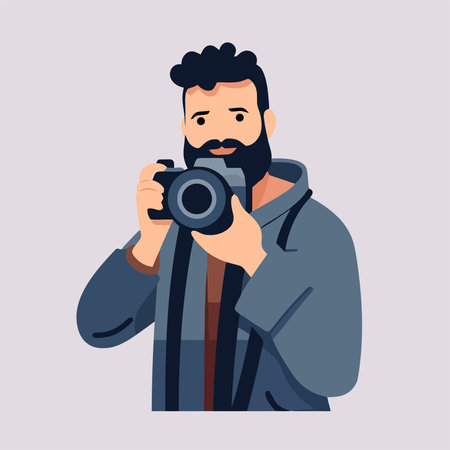 Photographer with a camera. Vector illustration in a flat style.のイラスト素材