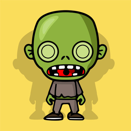 Zombie cartoon character vector illustration. Cute halloween monster.のイラスト素材