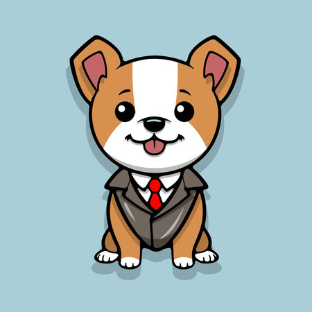 Cute cartoon dog in business suit and tie. Vector illustration.のイラスト素材