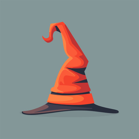 Witch hat. Vector illustration in flat style. Isolated on grey background.のイラスト素材
