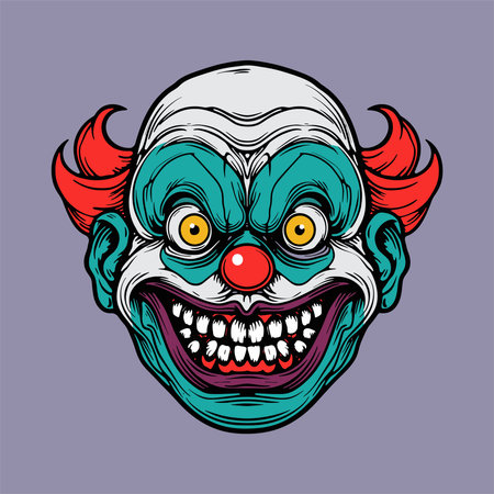 Cartoon clown face. Vector illustration for t-shirt print.のイラスト素材