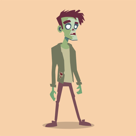 Zombie cartoon character. Vector illustration in flat style. Halloween.のイラスト素材