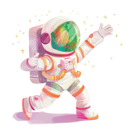 Astronaut in outer space. Vector illustration on white background.のイラスト素材