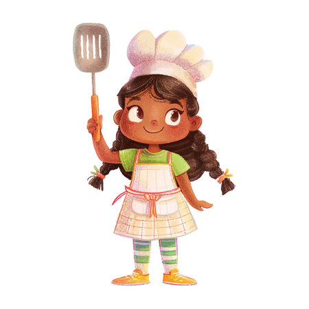 Illustration of a Cute Little Girl with a Spatulaのイラスト素材