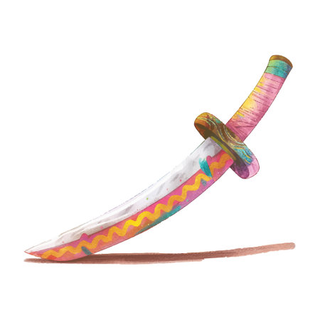 Illustration of a dagger with a colorful pattern on a white backgroundのイラスト素材