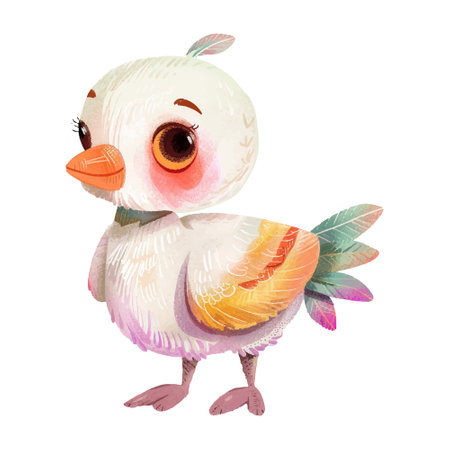 Cute watercolor baby chicken isolated on white background. Vector illustration.のイラスト素材