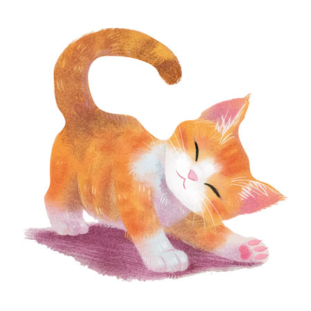 Illustration of a cute red cat isolated on a white background.のイラスト素材