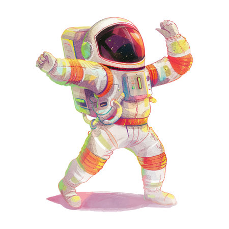Astronaut in space suit. Watercolor illustration on white backgroundのイラスト素材