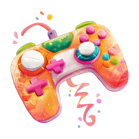 Gamepad isolated on white background. Hand drawn watercolor illustration.