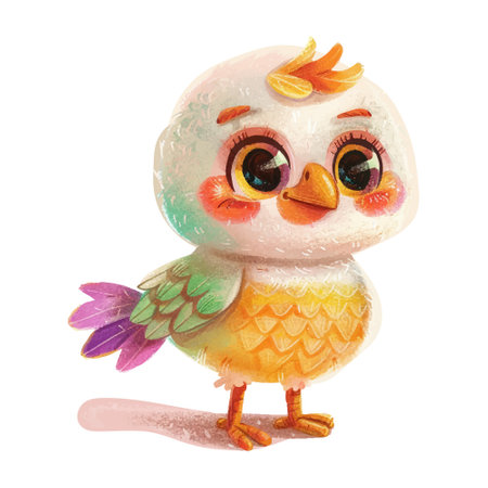 Cute chicken isolated on white background. Watercolor cartoon illustration.のイラスト素材
