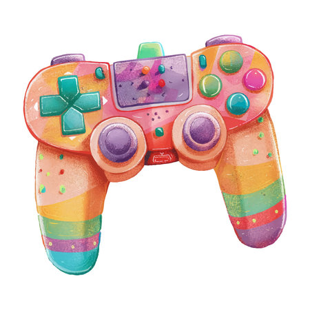 watercolor video game controller isolated on white background, hand drawn illustration