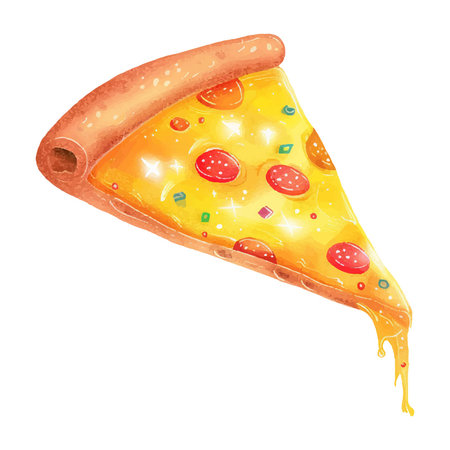 Illustration of a slice of pizza isolated on a white background.のイラスト素材