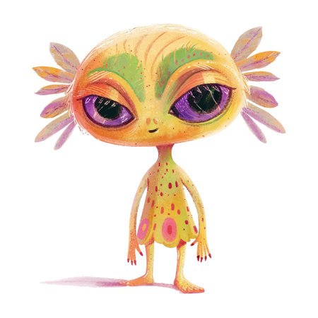 Cute watercolor monster isolated on white background. Hand drawn illustrationのイラスト素材