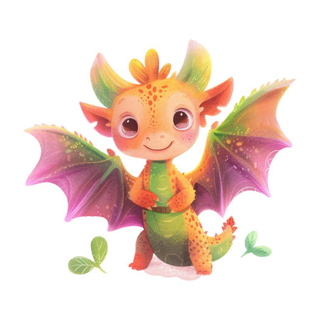 Cute watercolor baby dragon isolated on white background. Vector illustration.のイラスト素材