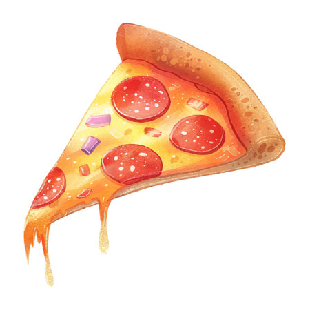 Illustration of a slice of pizza isolated on a white background.のイラスト素材