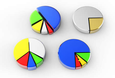 set of different pie chart on isolated backgroundの写真素材