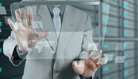 businessman shows modern technology as conceptの写真素材