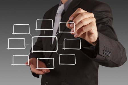 businessman hand drawing an empty diagramの写真素材