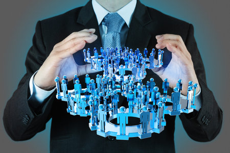 businessman hand shows light as leadership conceptの写真素材