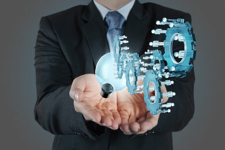 businessman hand pointing to investment concept