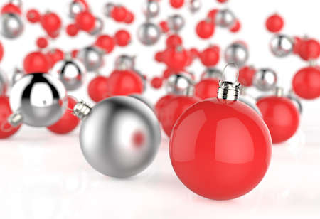 Christmas balls on white backgroundの写真素材
