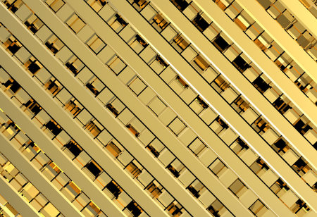 Gold pentagon metal plate background or textureの写真素材