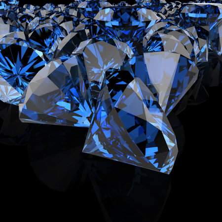 blue diamonds on black backgroundの写真素材
