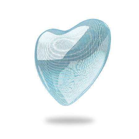 heart lines mesh 3d on white backgroundの写真素材