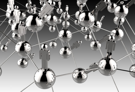 3d stainless human social network as conceptの写真素材