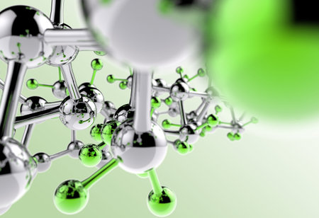 molecule 3d with red green blue colorsの写真素材