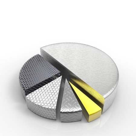 set of different pie chart on isolated backgroundの写真素材