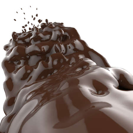 close up splash of brown hot chocolate 3d on white backgroundの写真素材