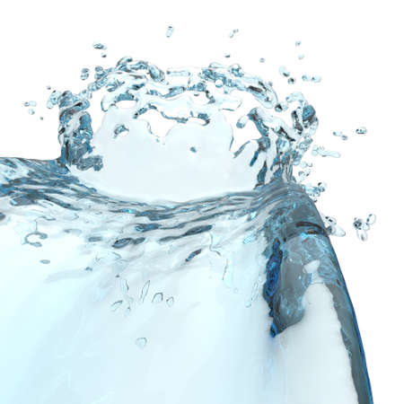 3d water splash isolated on white backgroundの写真素材