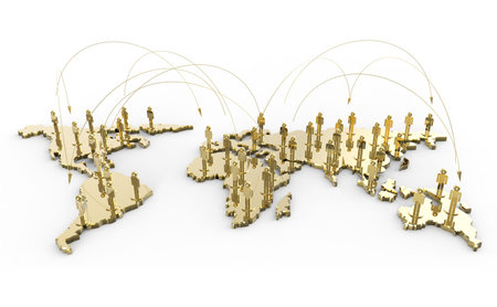 social network human 3d on world map as conceptの写真素材