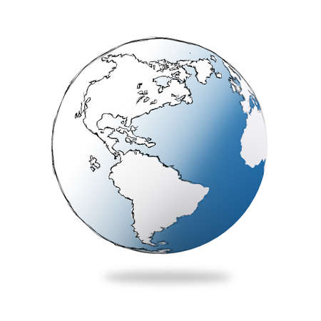 hand drawn the earth on whiteの写真素材